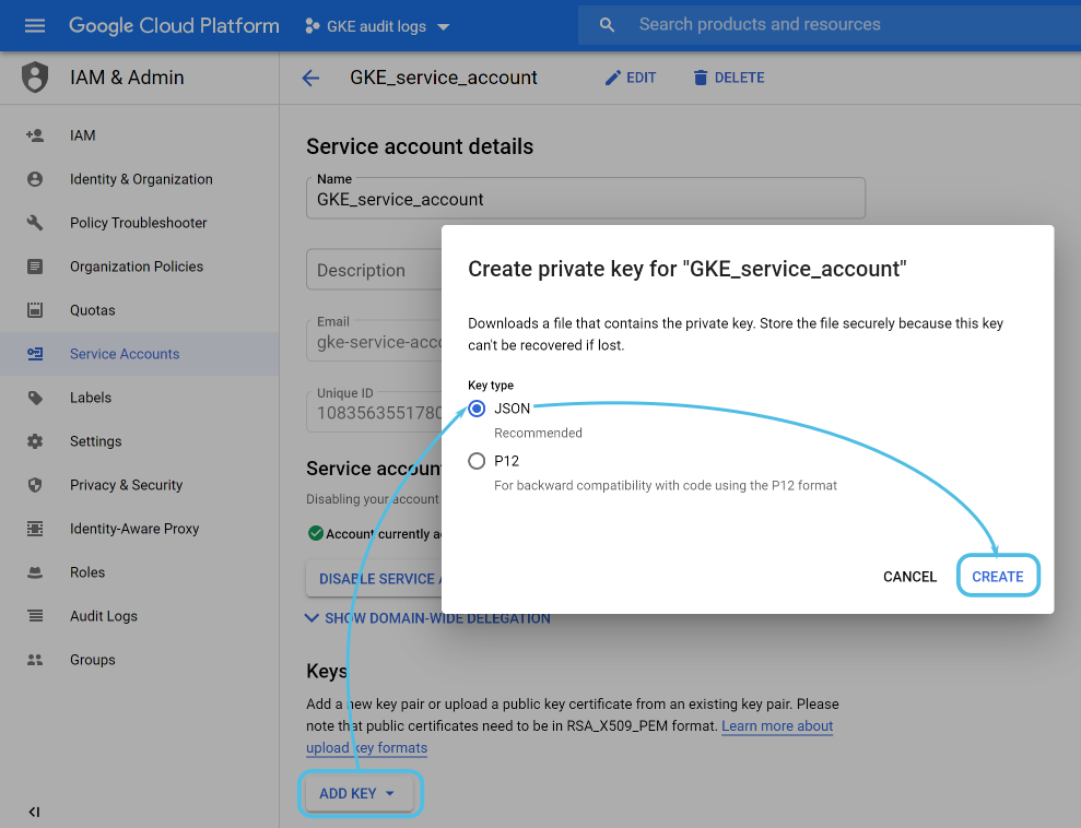 Google Cloud service account key